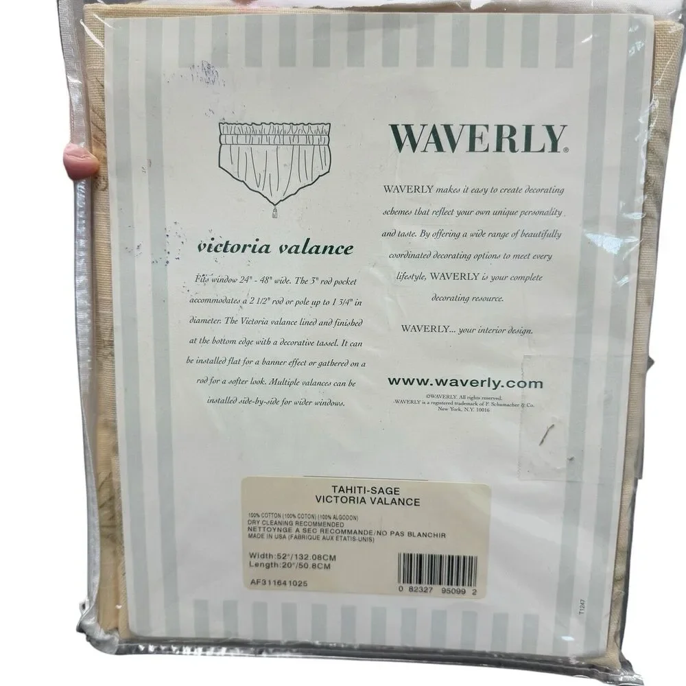 Waverly Victoria Valance Tahiti Sage Palm Tree Print Tassel One Window Treatment